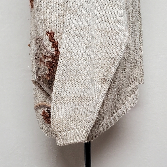 VINTAGE 90s Cabin Creek Beaded Autumn Leaf Loose Knit Textured Pull-over Sweater - Picture 10 of 14